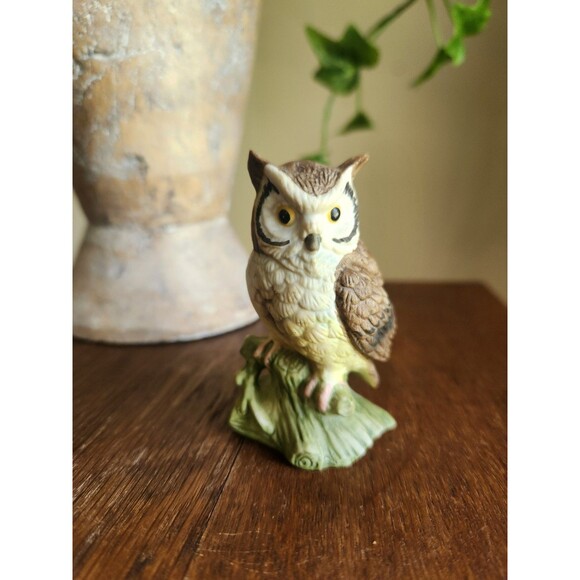 Lefton Owl Figurine Vintage Ceramic Small Owl Figurine 3" - Picture 1 of 8
